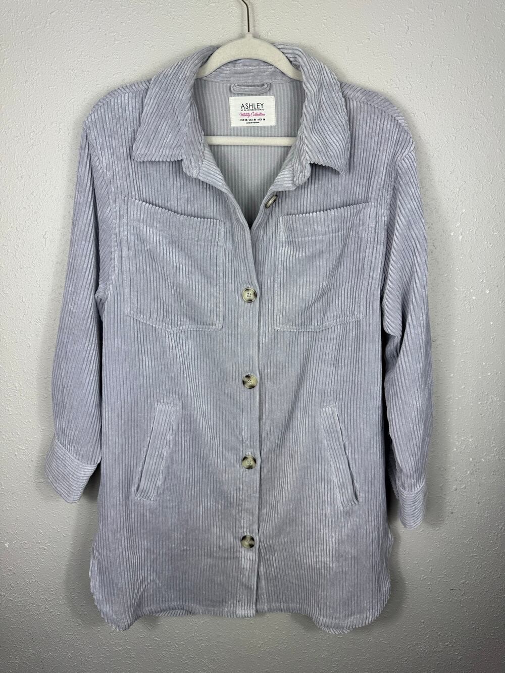 Ashley by 26 Utility Collection Gray corduroy style Shacket Womens Size Medium
